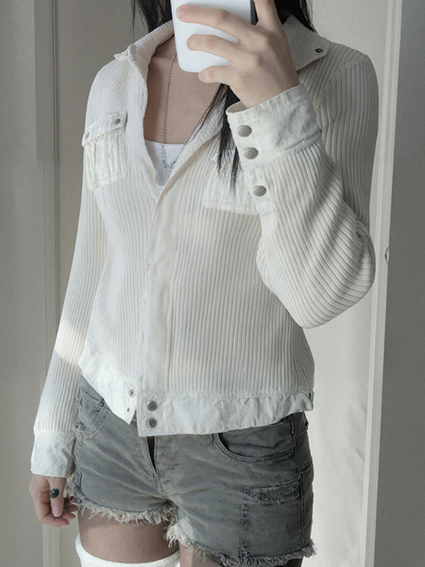 Notched Lapel Knit Jacket