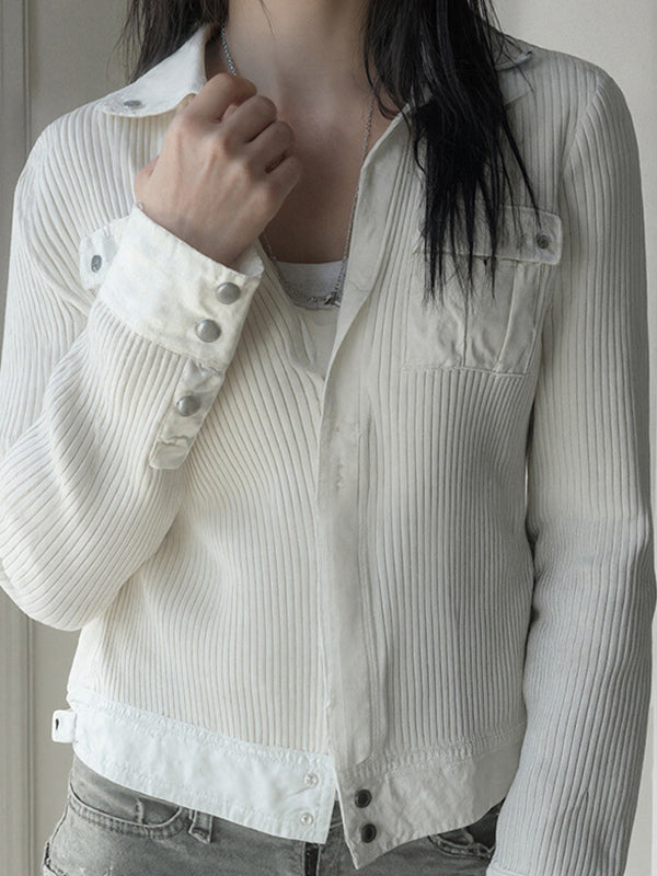 Notched Lapel Knit Jacket