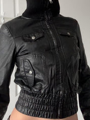 Retro Waist-Snatching Leather Jacket