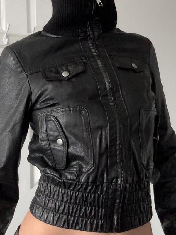 Retro Waist-Snatching Leather Jacket