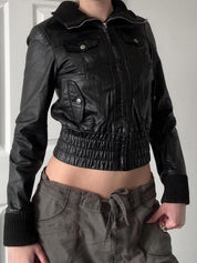 Retro Waist-Snatching Leather Jacket
