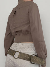 Industrial-Style Vintage Stand-Up Collar Jacket