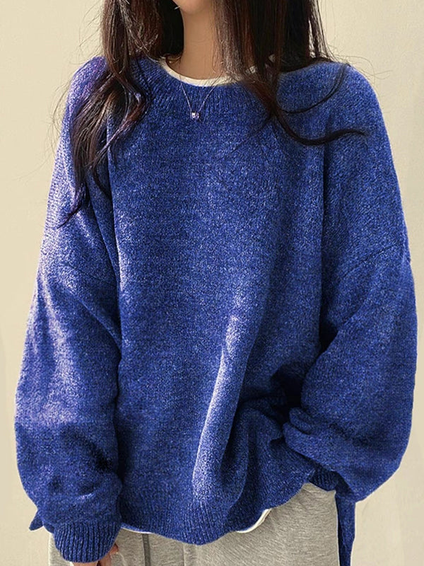 Casual Versatile Plain Colours Sweaters