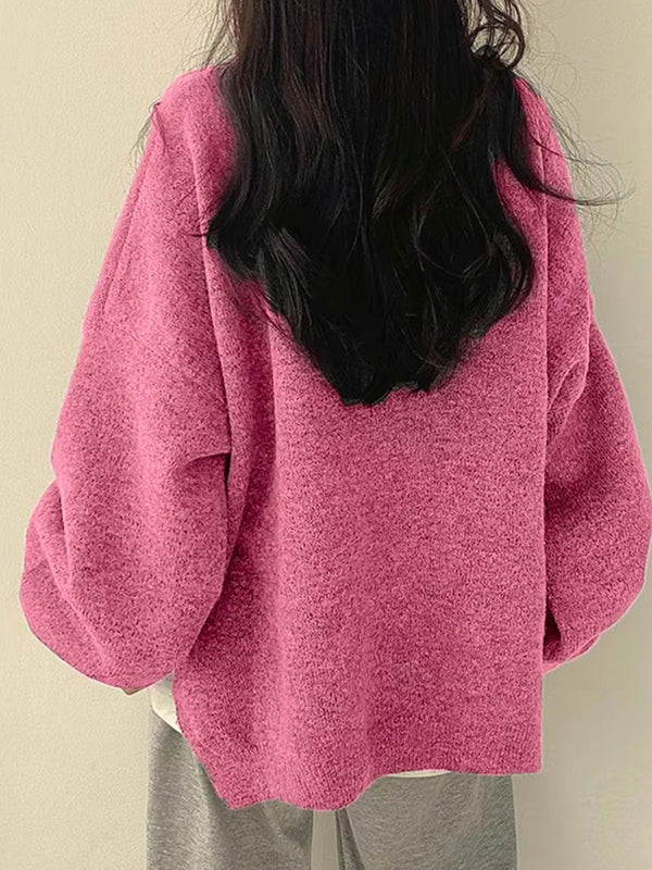 Casual Versatile Plain Colours Sweaters