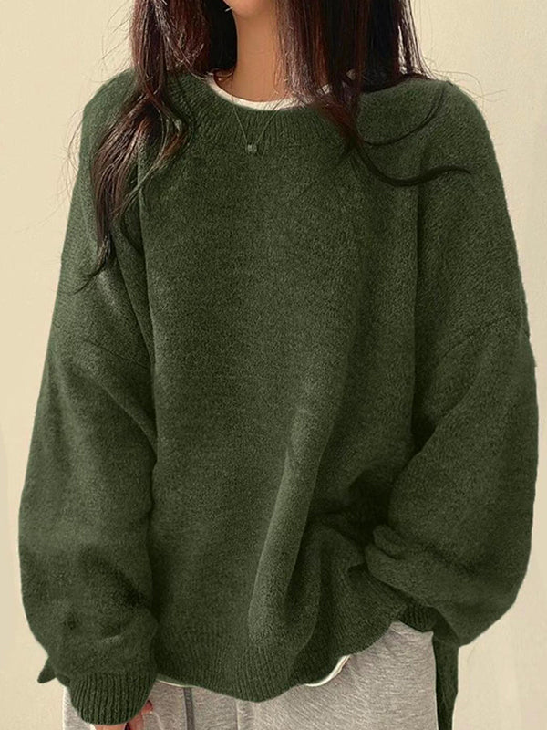 Casual Versatile Plain Colours Sweaters