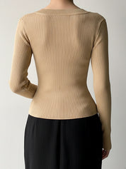 Simple U-Neck Low-Cut Long Sleeve