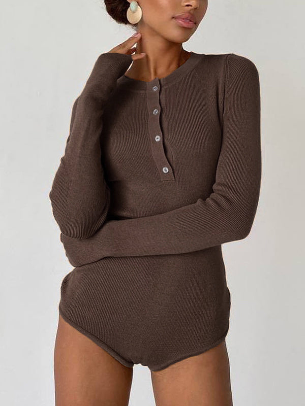 Solid-Color Long-Sleeve  Cardigan