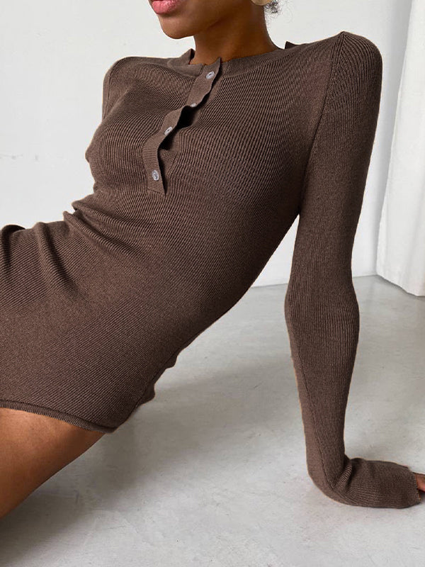 Solid-Color Long-Sleeve  Cardigan