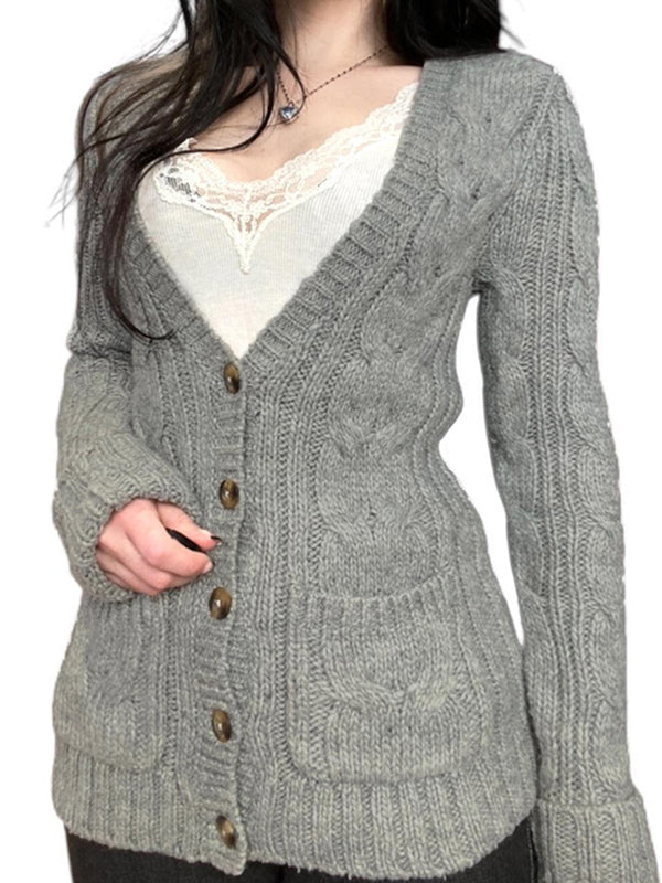 Lazy-Style Twisted Pattern Cardigan