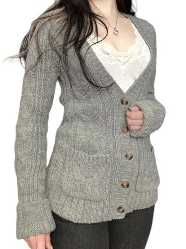 Lazy-Style Twisted Pattern Cardigan
