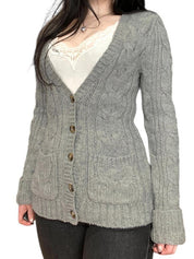 Lazy-Style Twisted Pattern Cardigan