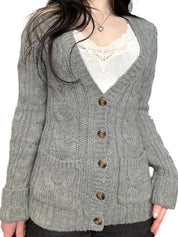 Lazy-Style Twisted Pattern Cardigan