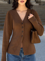 Single-Button Placket Cardigan