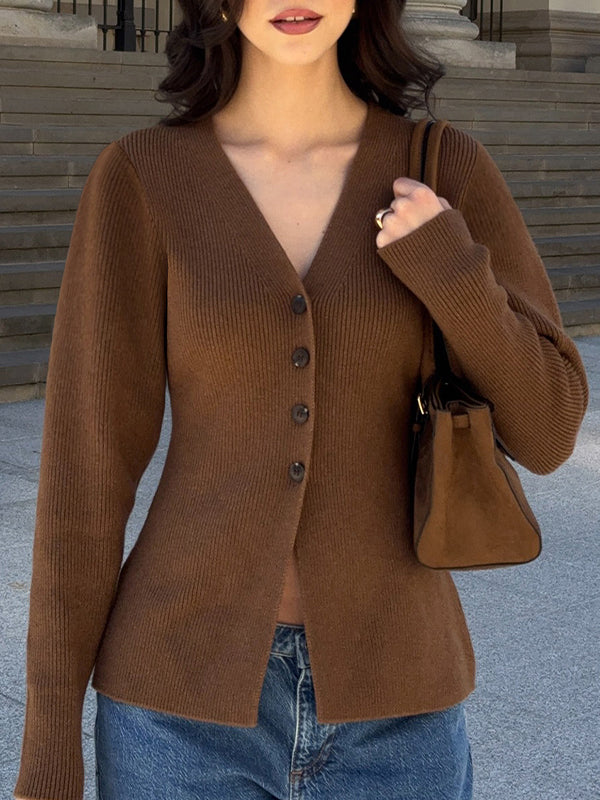 Single-Button Placket Cardigan