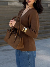 Single-Button Placket Cardigan