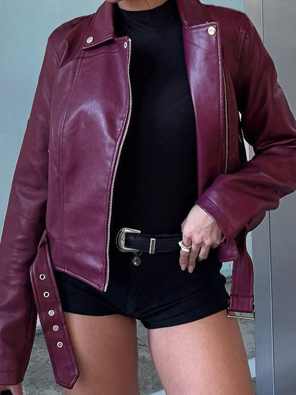Leather Patchwork Zipper Jacket