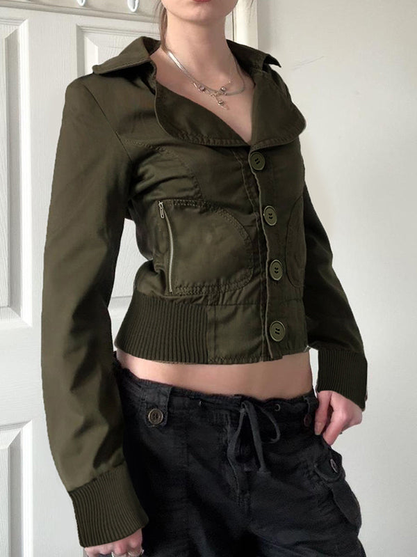 Single-Button Workwear Style Jacket