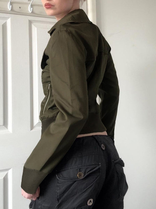 Single-Button Workwear Style Jacket