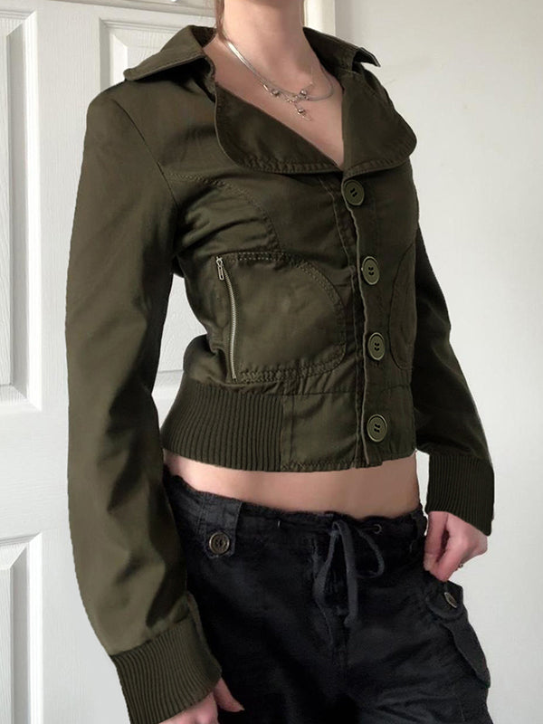 Single-Button Workwear Style Jacket