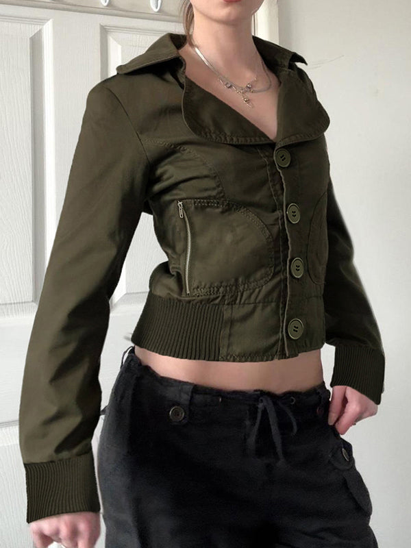 Single-Button Workwear Style Jacket