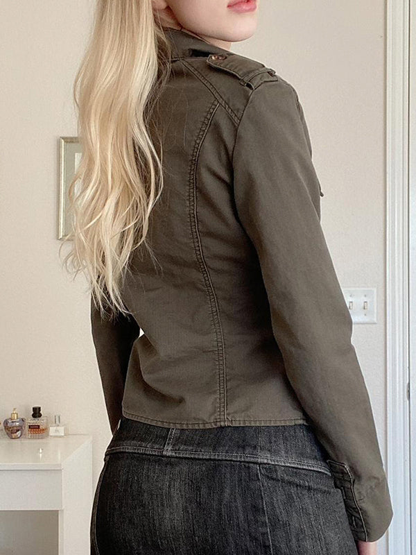 Pocket Patchwork Workwear Style Jacket