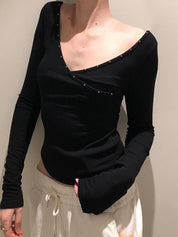 Basic Solid Color Cross Long Sleeve