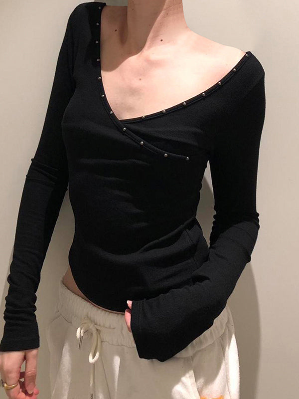 Basic Solid Color Cross Long Sleeve