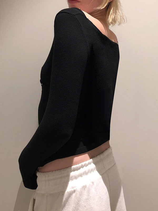 Basic Solid Color Cross Long Sleeve