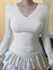 Textured Solid Color Long Sleeve