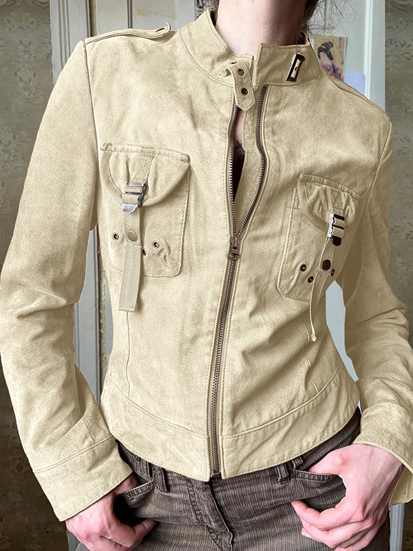 Stylish Stand Collar Zipper Jacket
