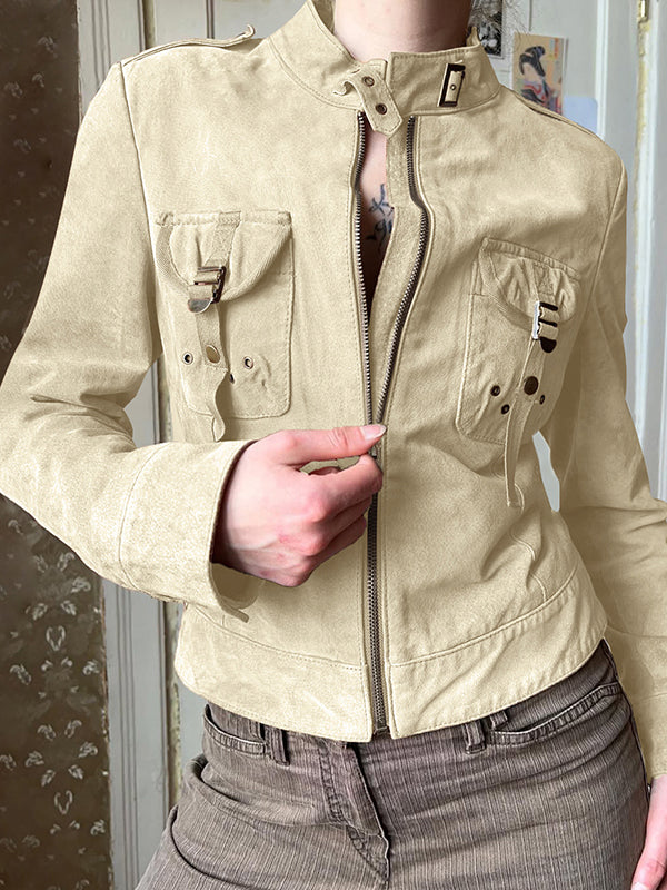 Stylish Stand Collar Zipper Jacket