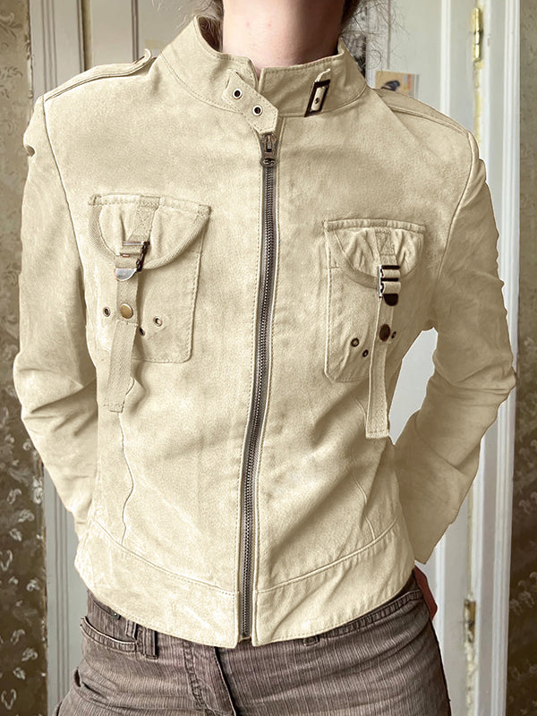 Stylish Stand Collar Zipper Jacket