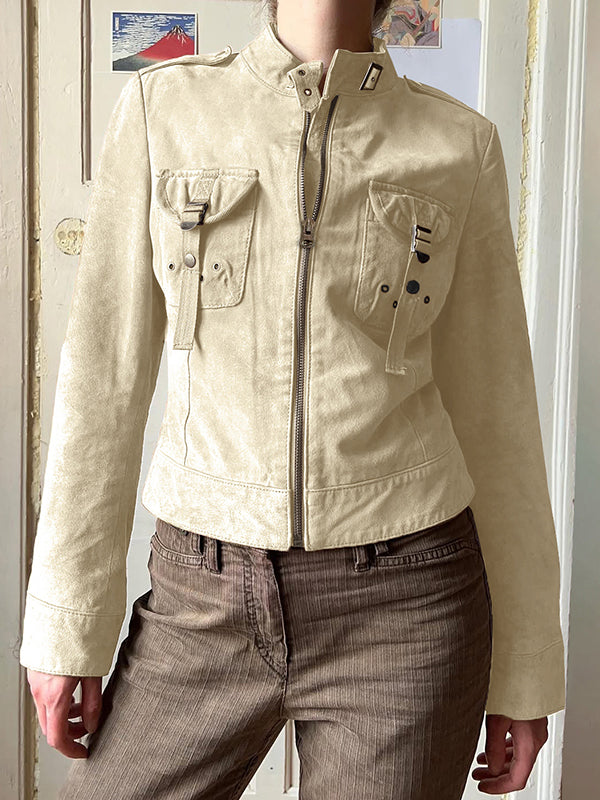 Stylish Stand Collar Zipper Jacket