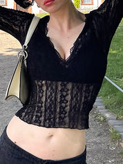 Lace Trim Long Sleeve