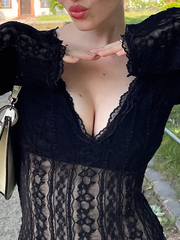 Lace Trim Long Sleeve