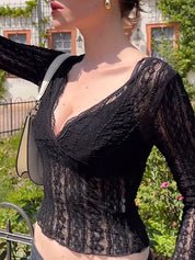 Lace Trim Long Sleeve