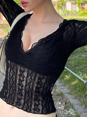 Lace Trim Long Sleeve