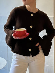 Solid-Coloured Knitwear Cardigan