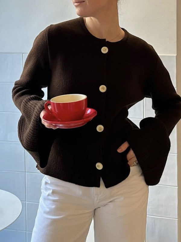 Solid-Coloured Knitwear Cardigan