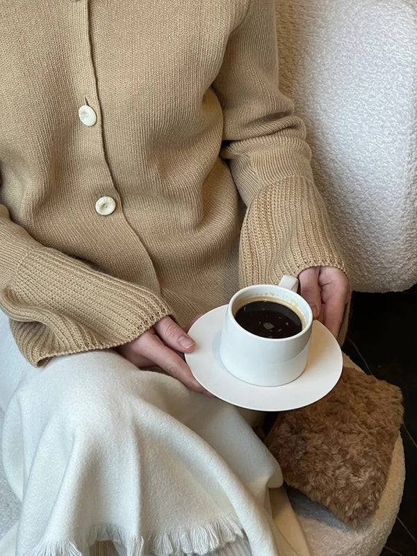 Solid-Coloured Knitwear Cardigan