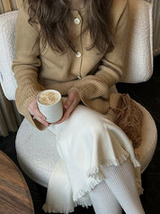 Solid-Coloured Knitwear Cardigan