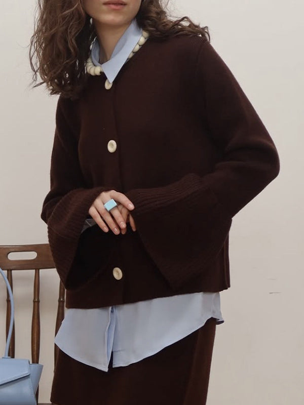 Solid-Coloured Knitwear Cardigan