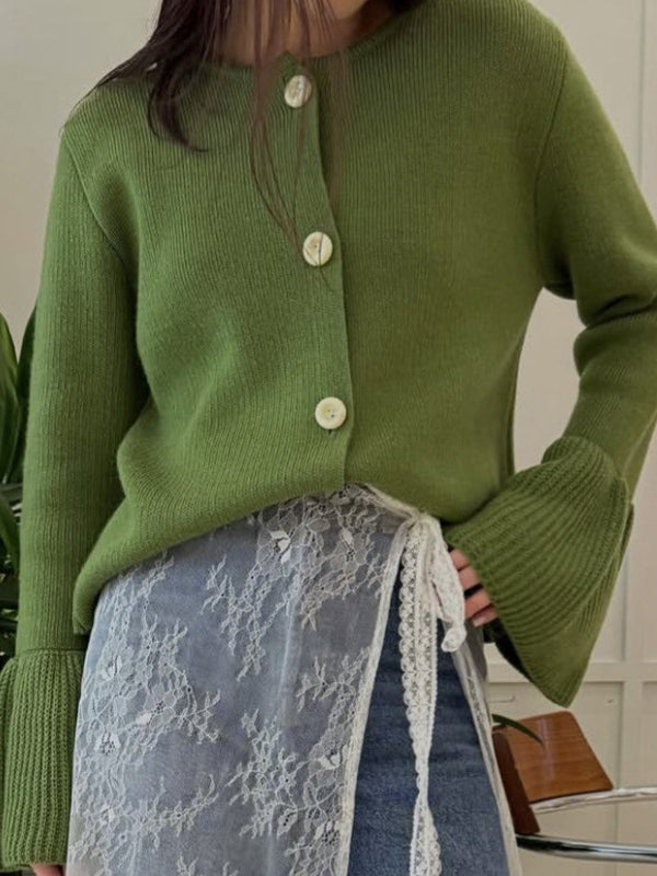 Solid-Coloured Knitwear Cardigan