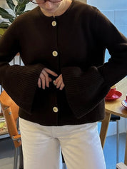 Solid-Coloured Knitwear Cardigan