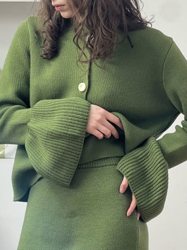 Solid-Coloured Knitwear Cardigan