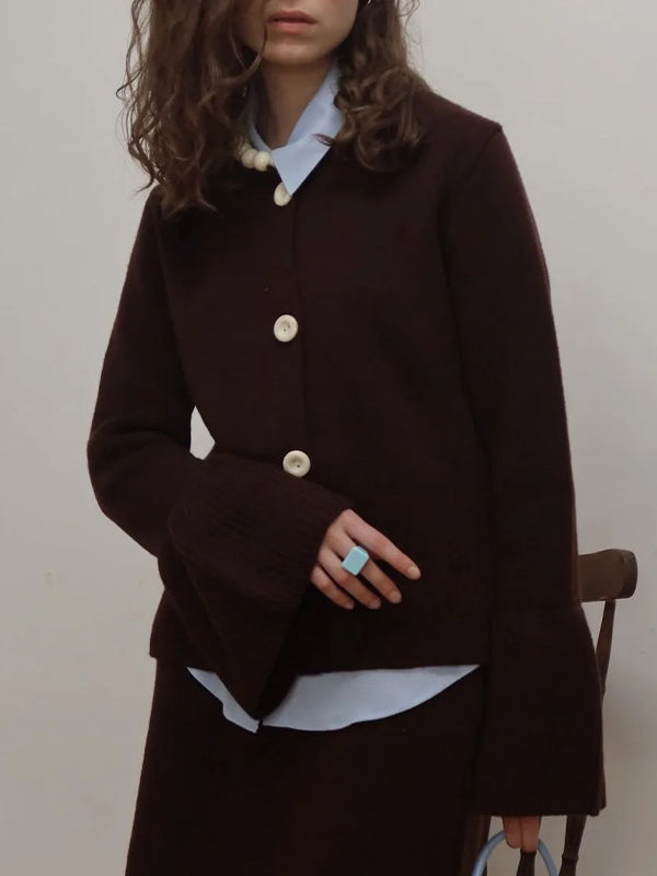 Solid-Coloured Knitwear Cardigan