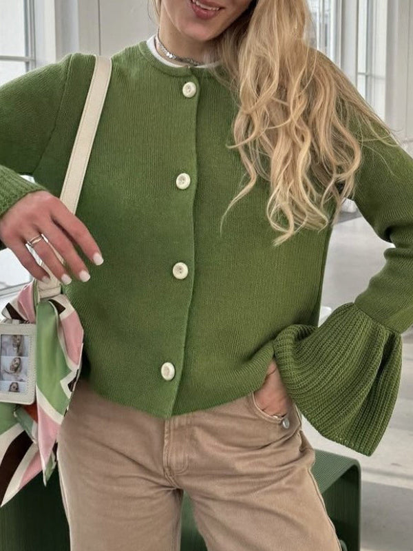 Solid-Coloured Knitwear Cardigan