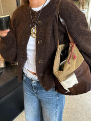 Casual Minimalist Button Cardigan