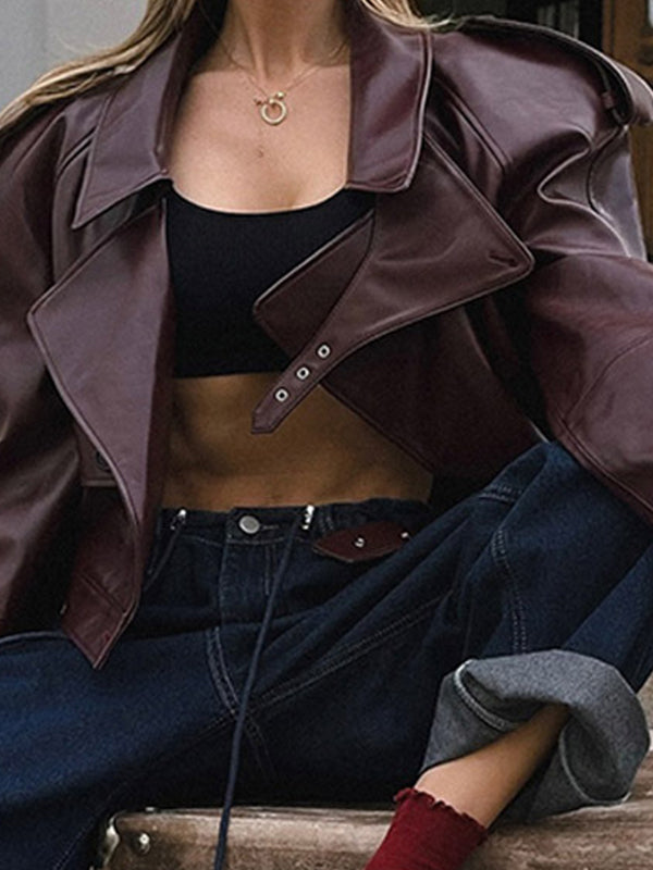 Burgundy Pu Lape Jacket