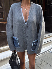 Retro Denim Patchwork Cardigan